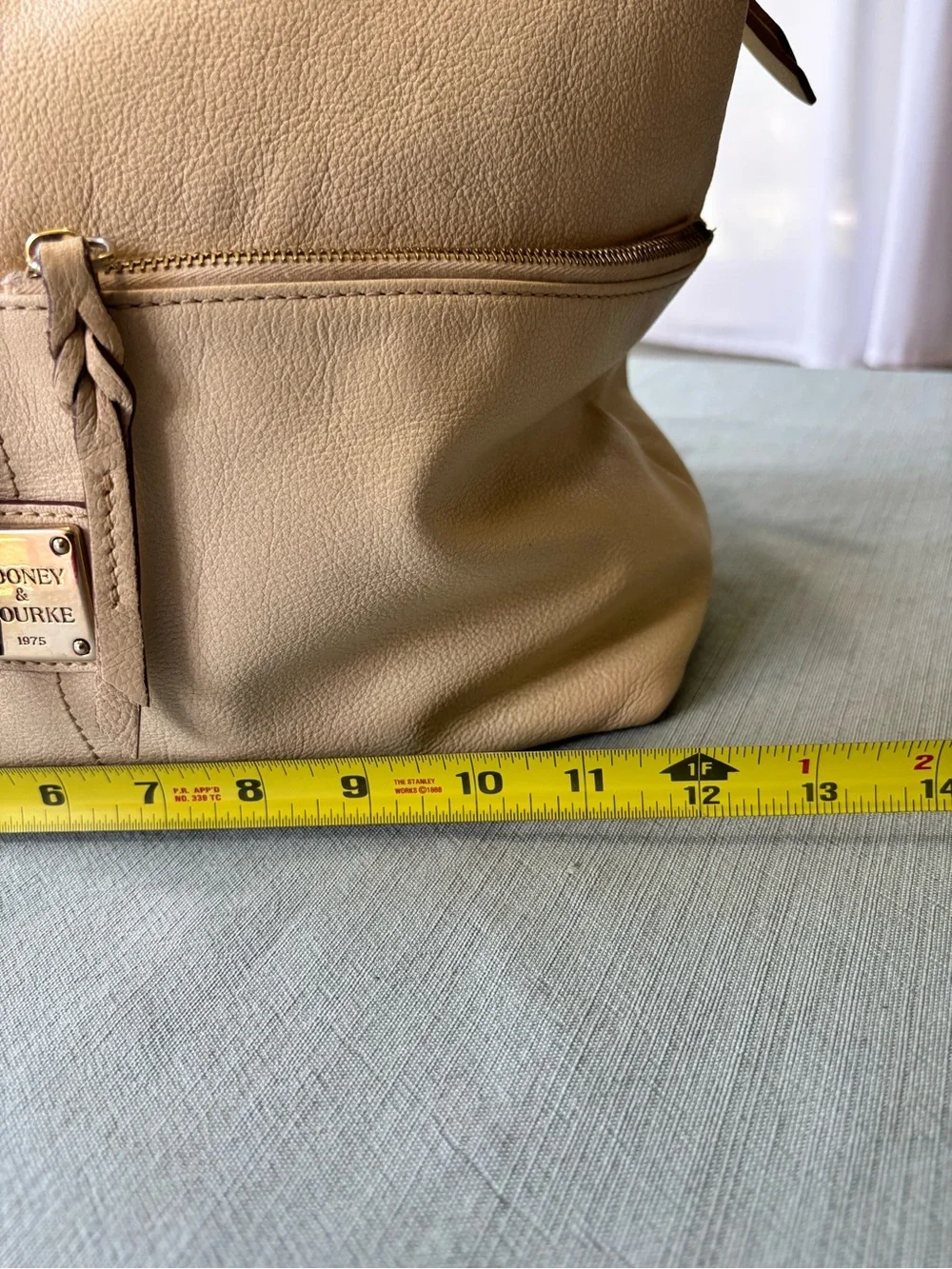 Dooney & Bourke Ecru Cream Pebbled Leather Shoulder Hobo with Colorful Scarf